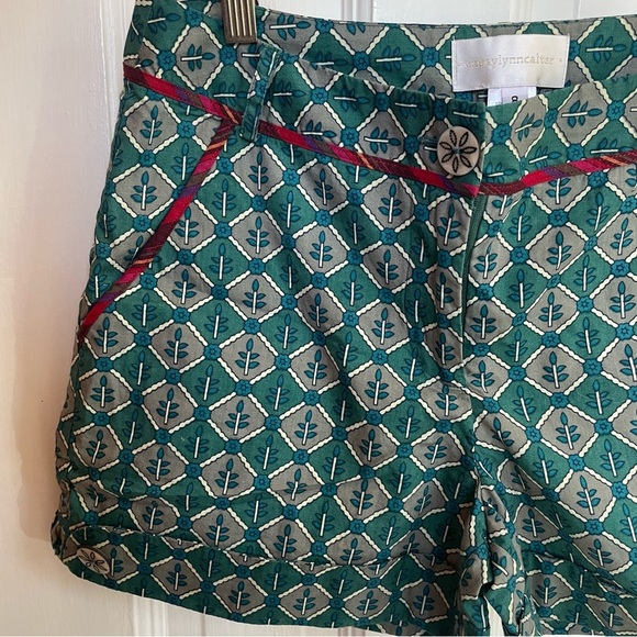 Anthropologie Shorts Pattern Print Corey Lynn Calter In The Square Green sz 8 - Picture 4 of 11